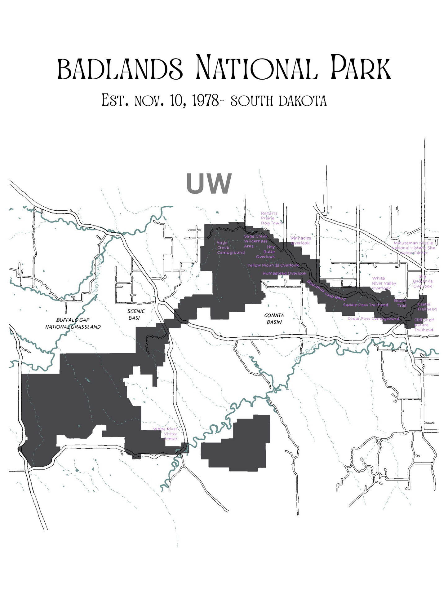 Badlands National Park Map