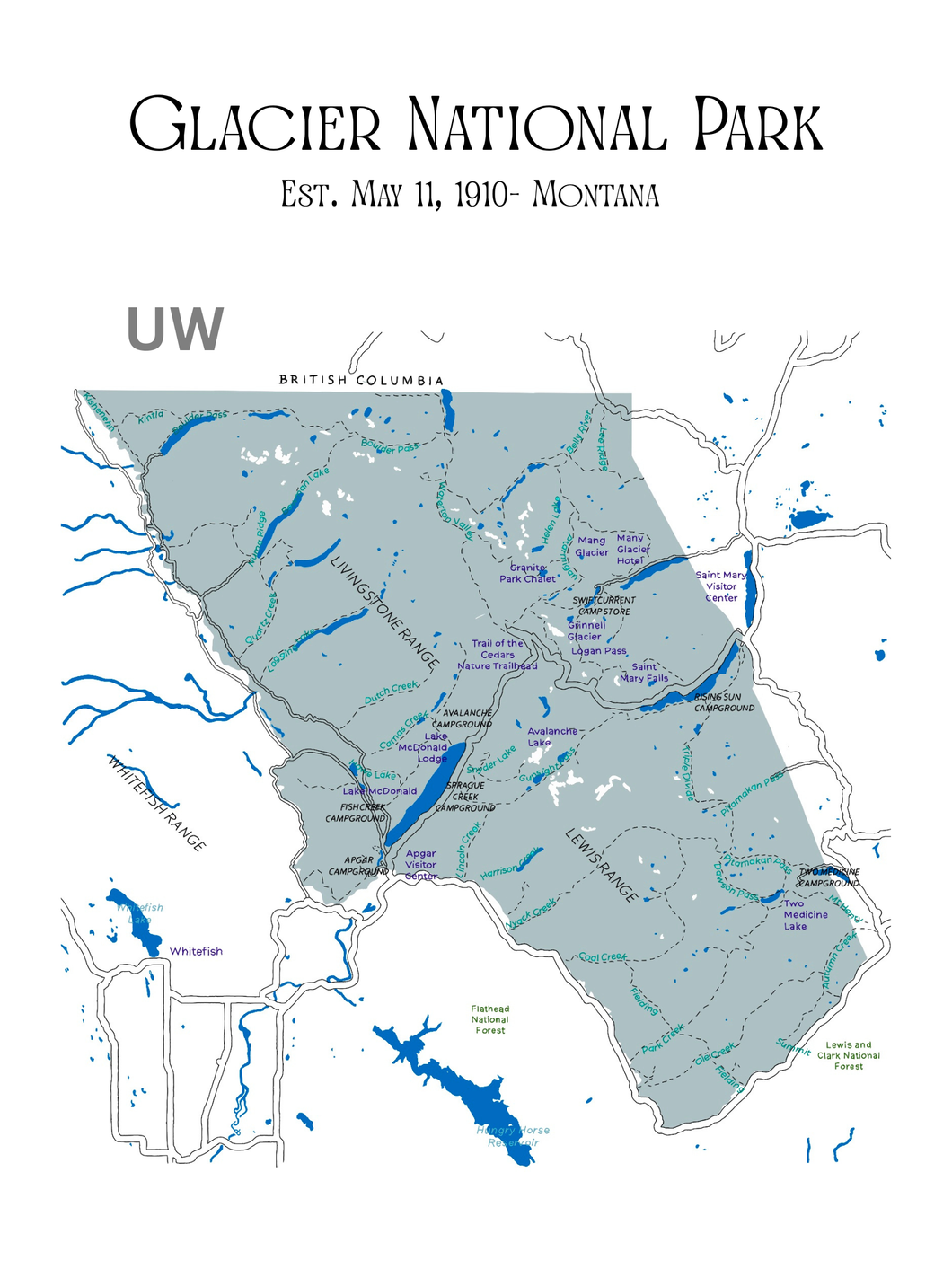 Glacier National Park Map