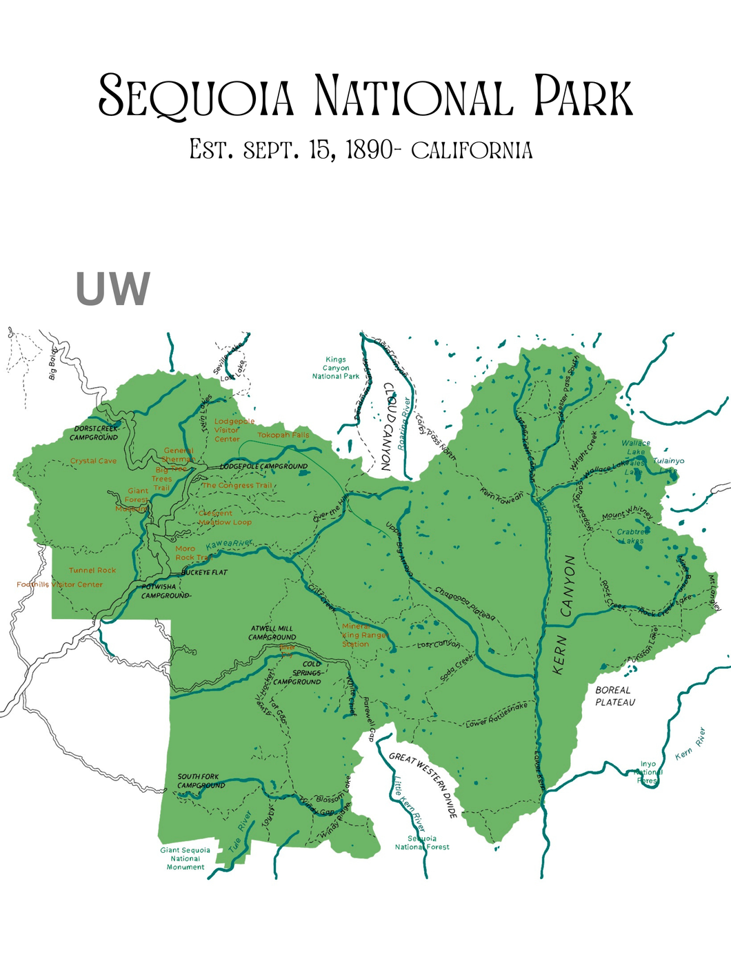 Sequoia National Park Map