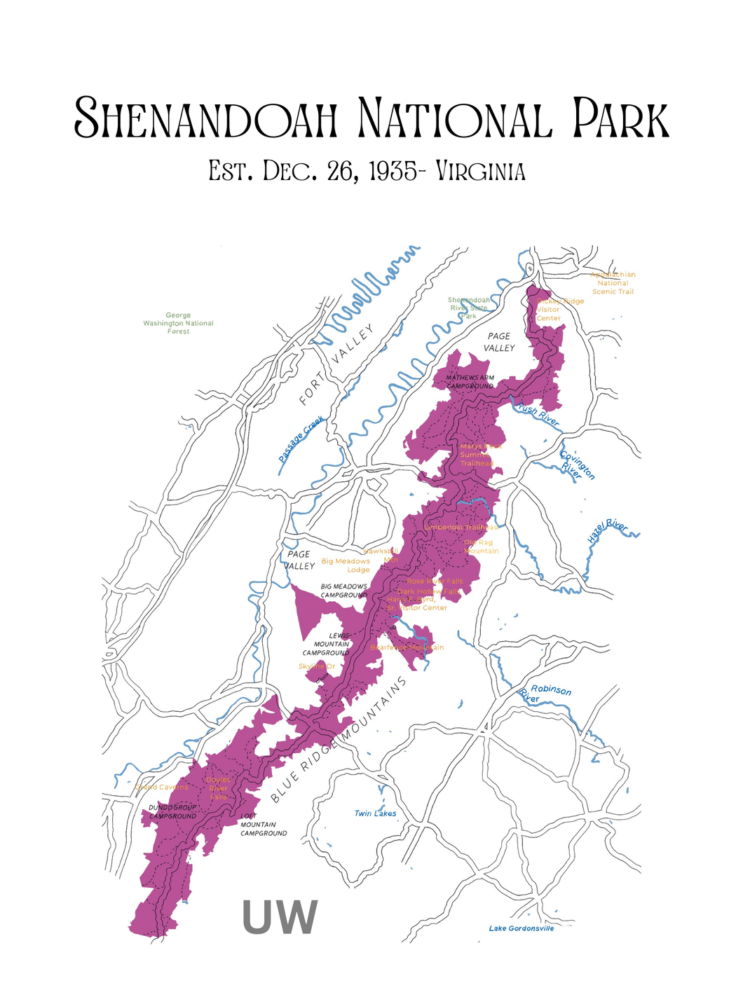 Shenandoah National Park Map
