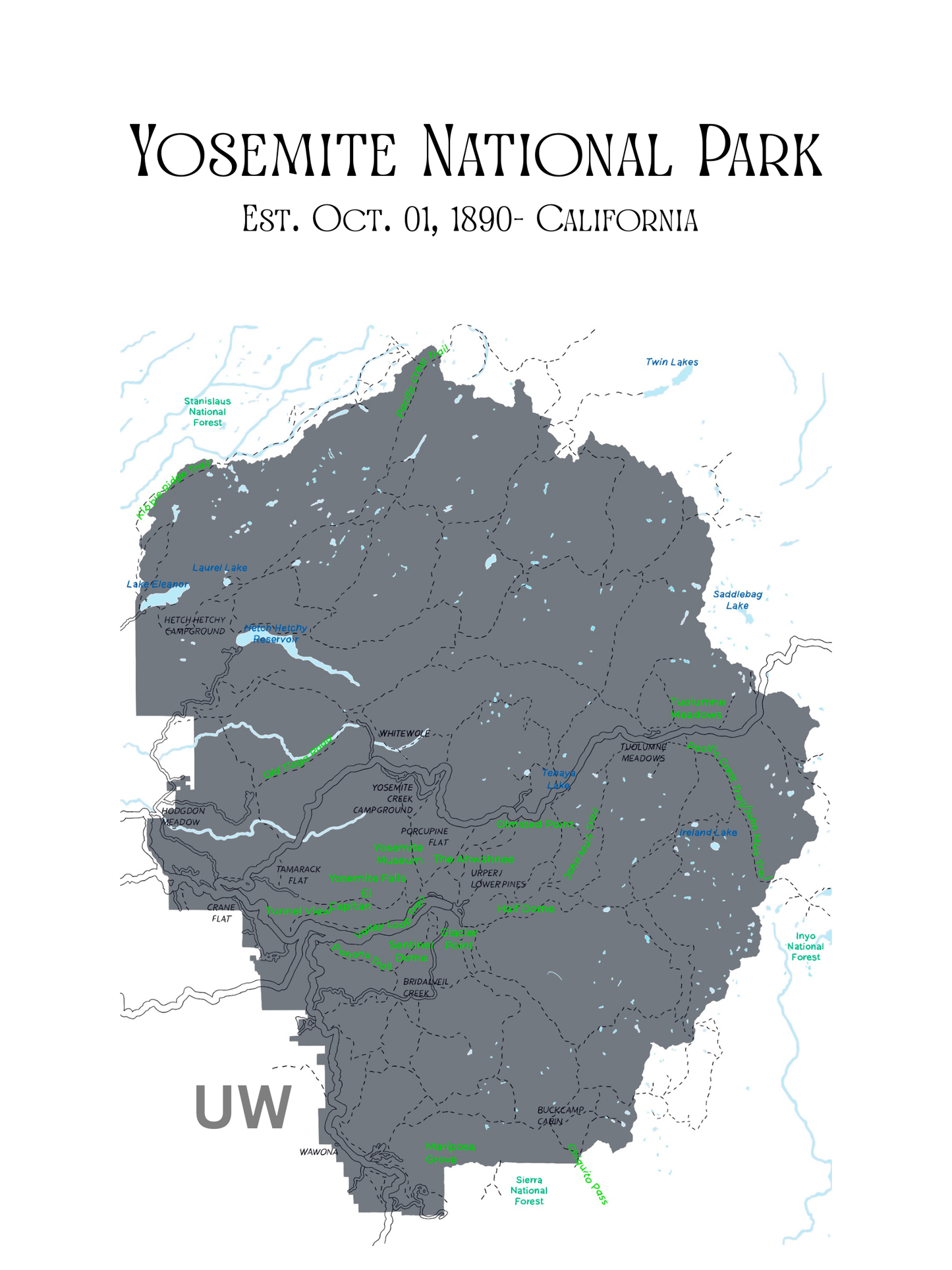Yosemite National Park Map